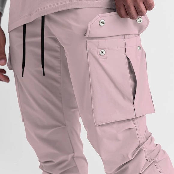 Mens Lightweight Joggers, Athletic Cargo Pants, Slim Workout Pants with Pockets - Picture 4 of 7